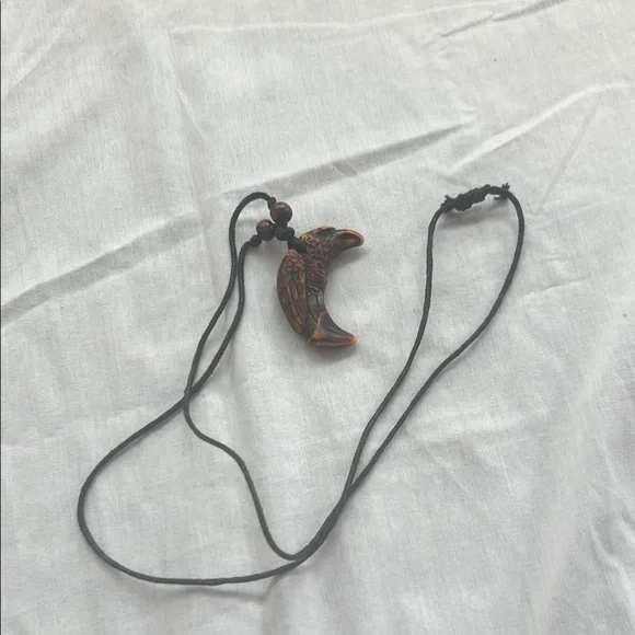 Brown Carved Bird Pendant Necklace
